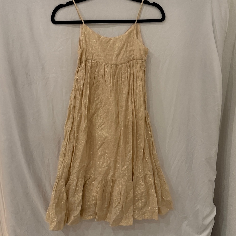 Bonpoint Girl Gold Long Maxi Dress Size 10